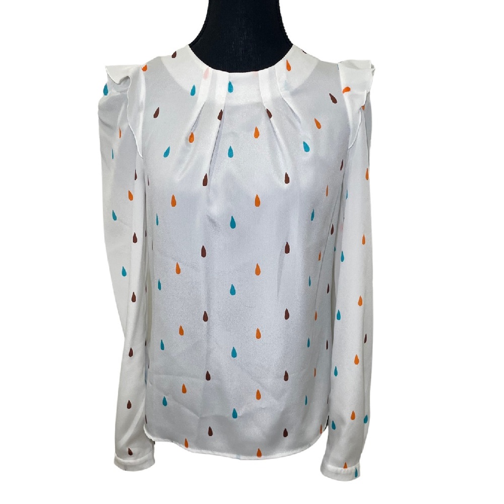 Nife colorful teardrop ruffle shoulder blouse